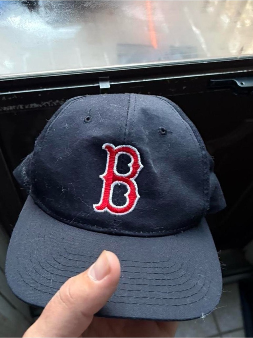 90s vtg Boston Red Sox Navy Baseball Cap - Red B Logo